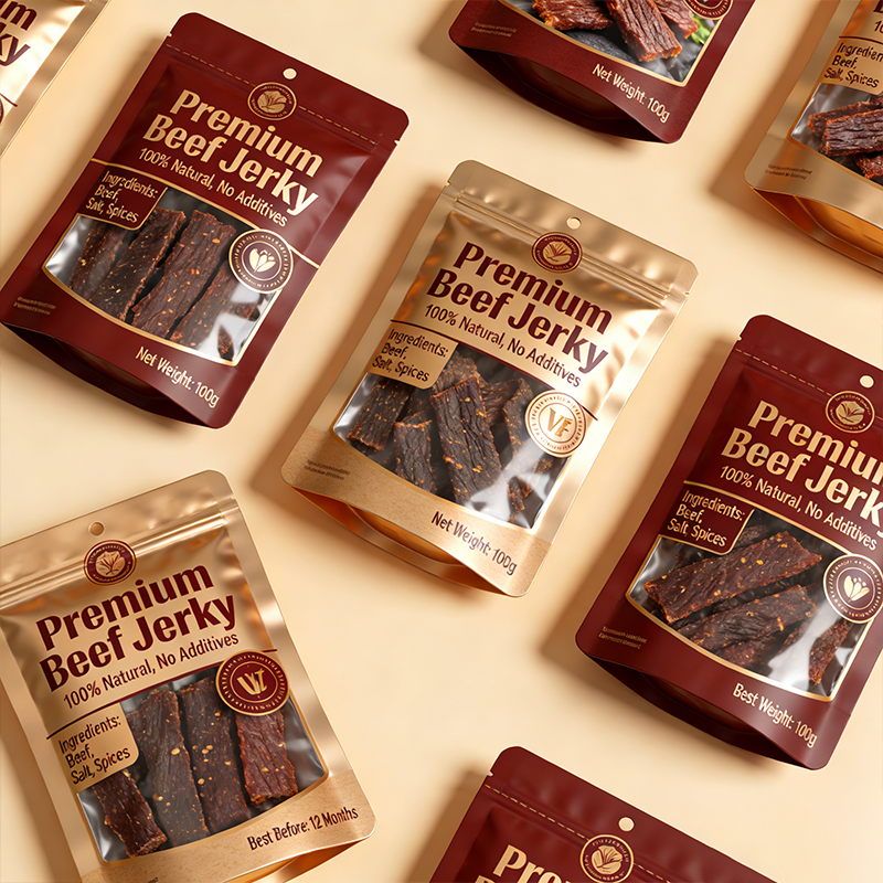 Custom Printed Stand-Up Zipper Pouch with Window - Eco-Friendly Biodegradable Mylar Bag for Snacks, Coffee, Jerky