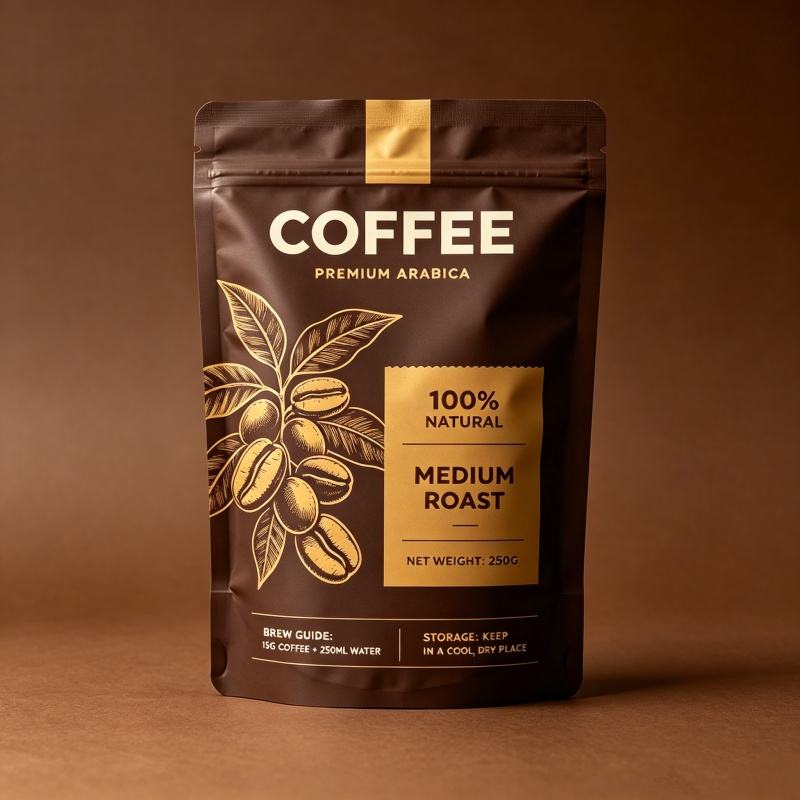 Biodegradable Kraft Paper Coffee Bag with Valve - Eco-Friendly Compostable Stand Up Pouch 250g/500g