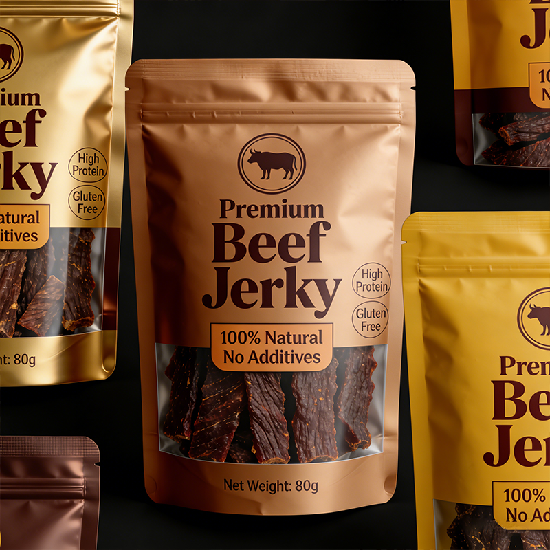 Custom Printed Stand-Up Zipper Pouch with Window - Eco-Friendly Biodegradable Mylar Bag for Snacks, Coffee, Jerky