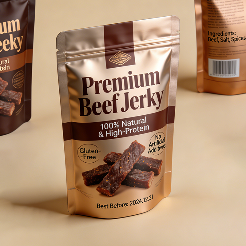 Custom Printed Stand-Up Zipper Pouch with Window - Eco-Friendly Biodegradable Mylar Bag for Snacks, Coffee, Jerky