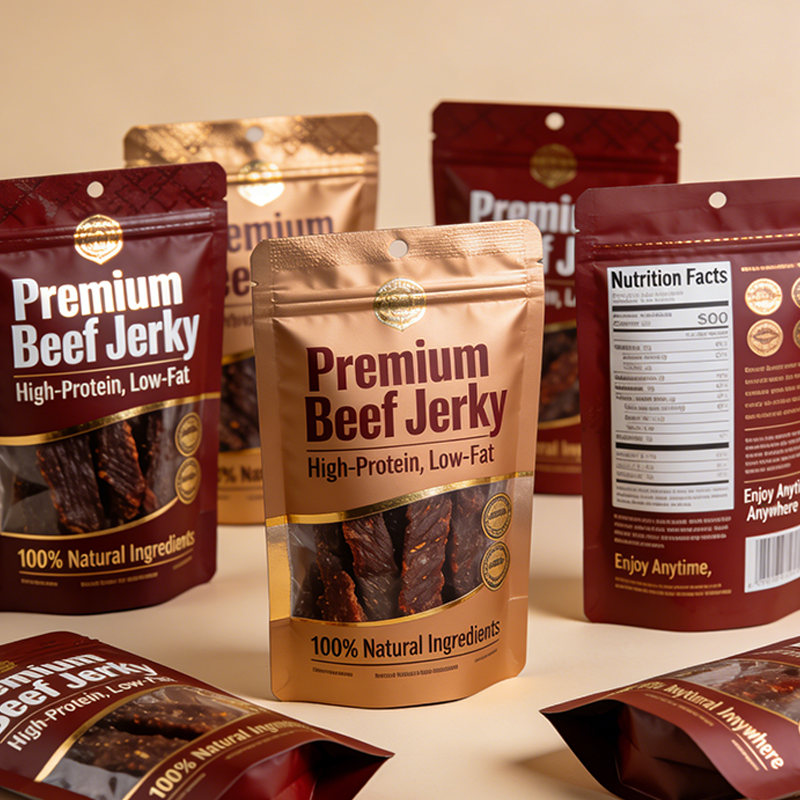 Custom Printed Stand-Up Zipper Pouch with Window - Eco-Friendly Biodegradable Mylar Bag for Snacks, Coffee, Jerky