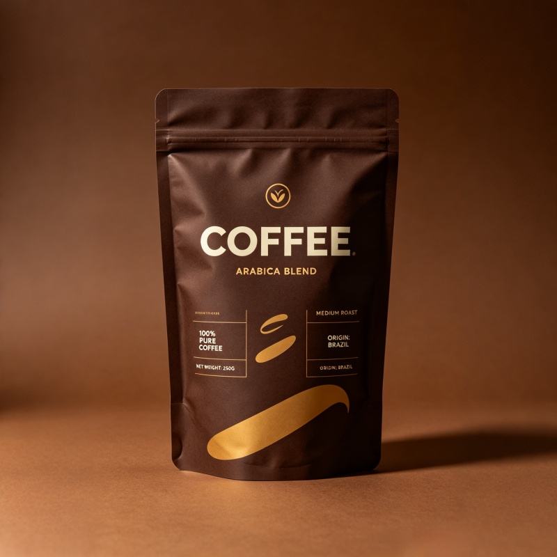 Biodegradable Kraft Paper Coffee Bag with Valve - Eco-Friendly Compostable Stand Up Pouch 250g/500g