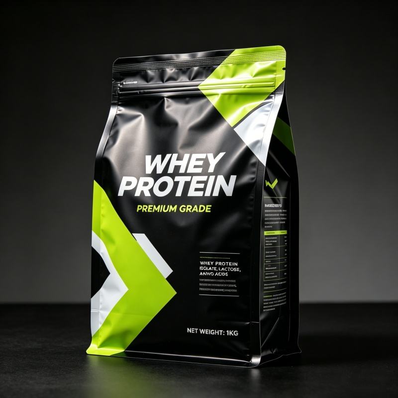 Custom Printed 1kg 2kg Whey Protein Powder Stand Up Pouch with Zipper | Aluminum Foil Mylar