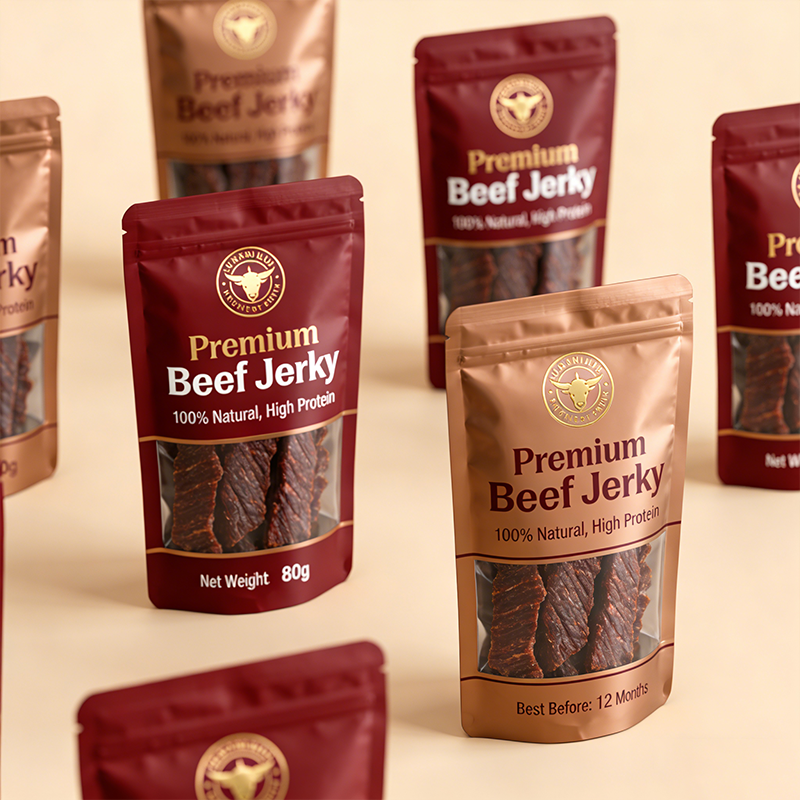 Custom Printed Stand-Up Zipper Pouch with Window - Eco-Friendly Biodegradable Mylar Bag for Snacks, Coffee, Jerky