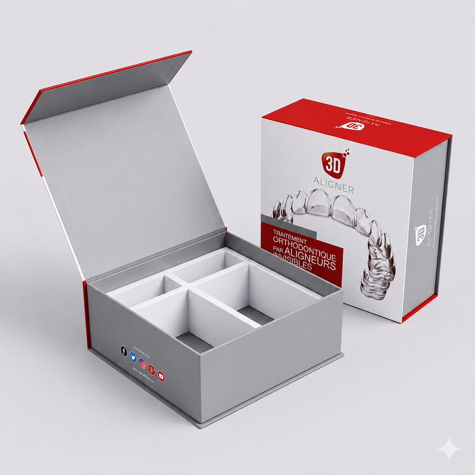 Custom Rigid Cardboard Magnetic Box for Orthodontic Retainer & Aligner Packaging