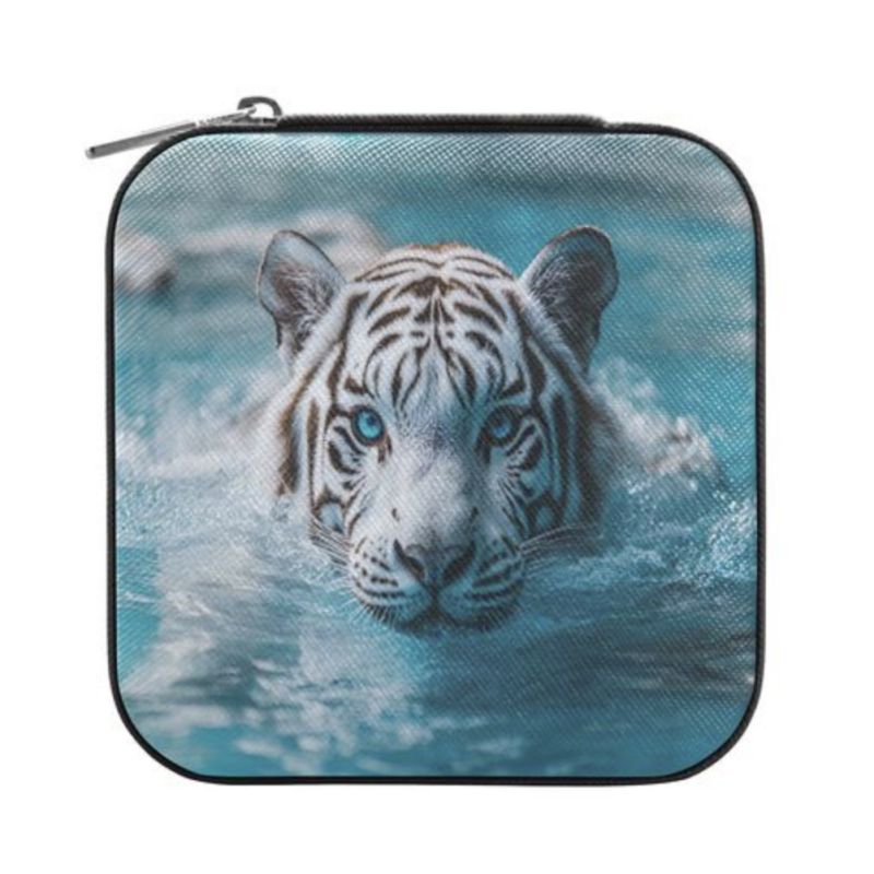 Personalized Square Leather Jewelry Box with Photo - Custom Travel Organizer for Bridesmaids