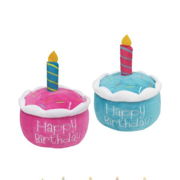 Eco-Friendly Pet Plush Squeak Toy - Birthday Cake Shape for Dogs & Small Animals