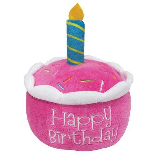 Eco-Friendly Pet Plush Squeak Toy - Birthday Cake Shape for Dogs & Small Animals