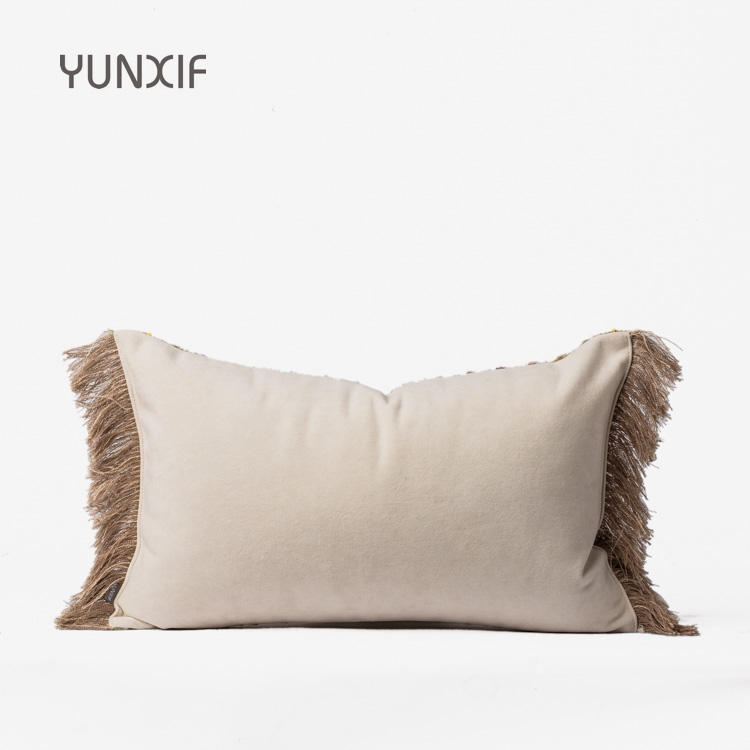 Bohemian Striped Jacquard Woven Tassel Decorative Pillow Cover - Eco-Friendly Cotton Linen