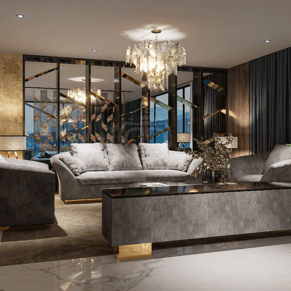 Italian Luxury Furniture Showroom 3D Rendering Service for Modern Sofa & Bed Sets