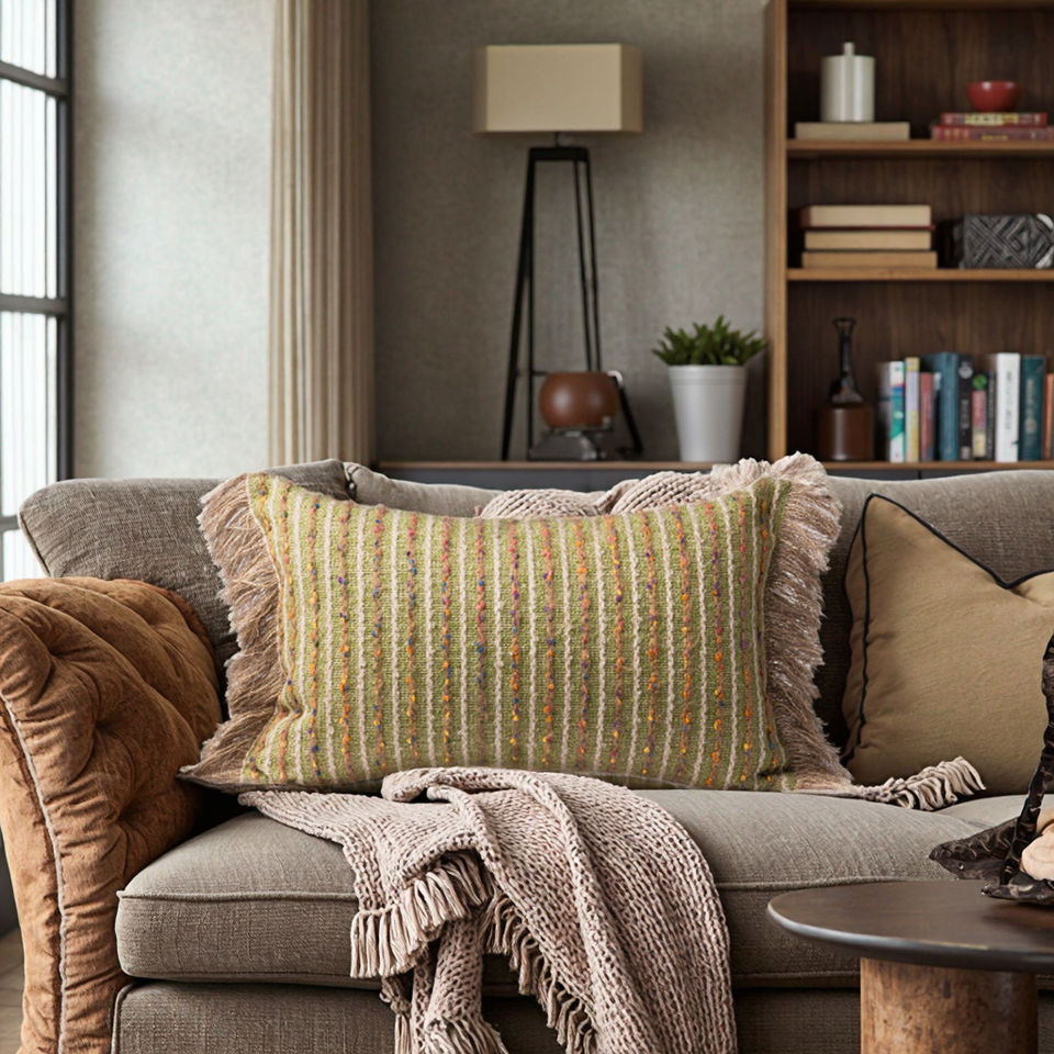 Bohemian Striped Jacquard Woven Tassel Decorative Pillow Cover - Eco-Friendly Cotton Linen
