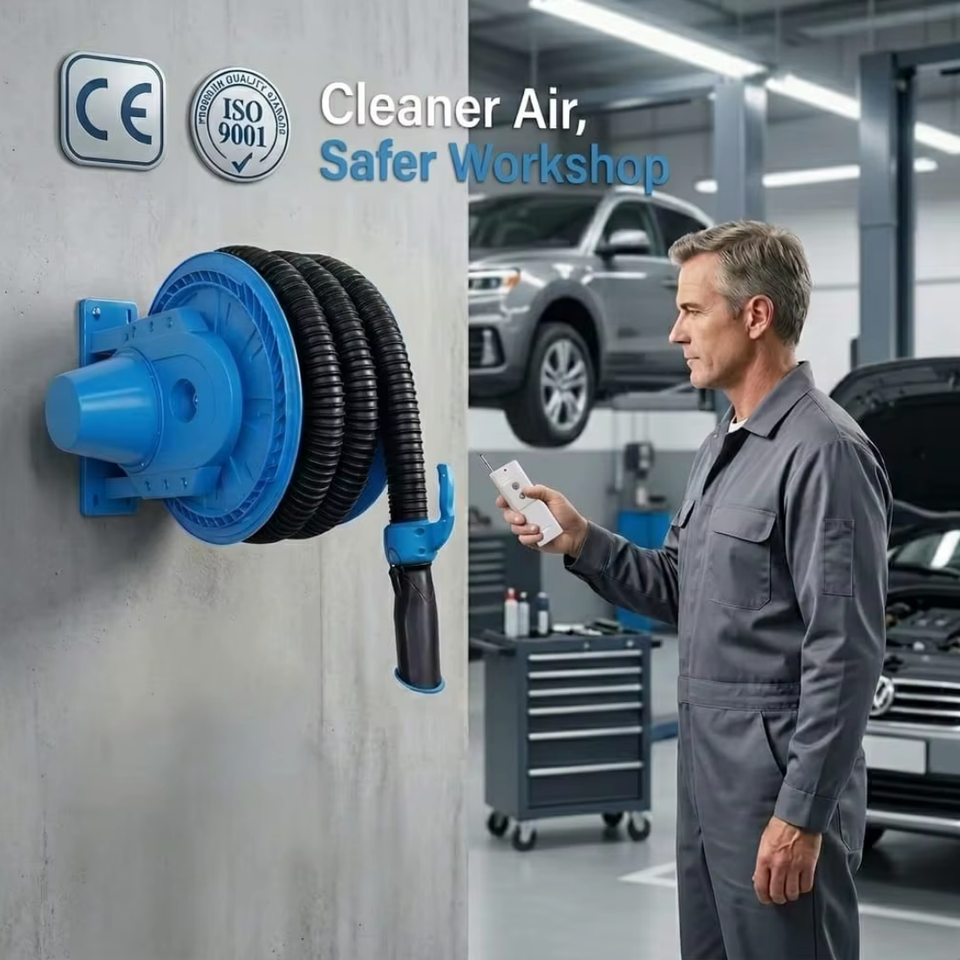Motorized Vehicle Exhaust Extraction System with Fiberglass Hose, CE Certified