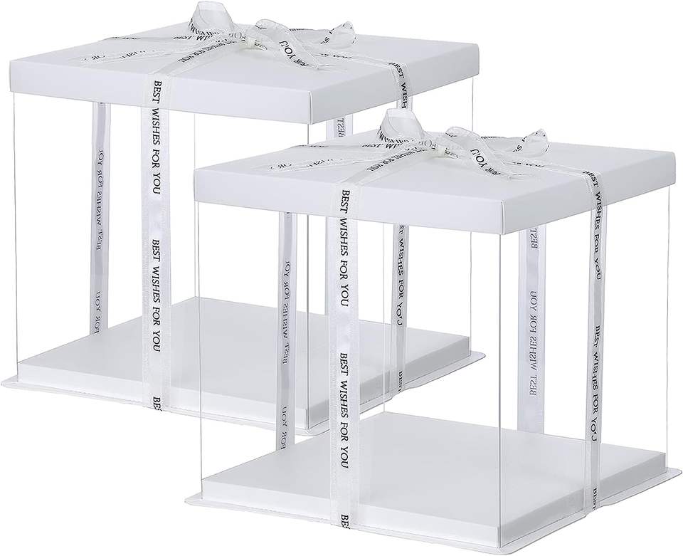 Wholesale Clear Cake Boxes – Eco-Friendly Ivory Board & PET Film Bakery Packaging