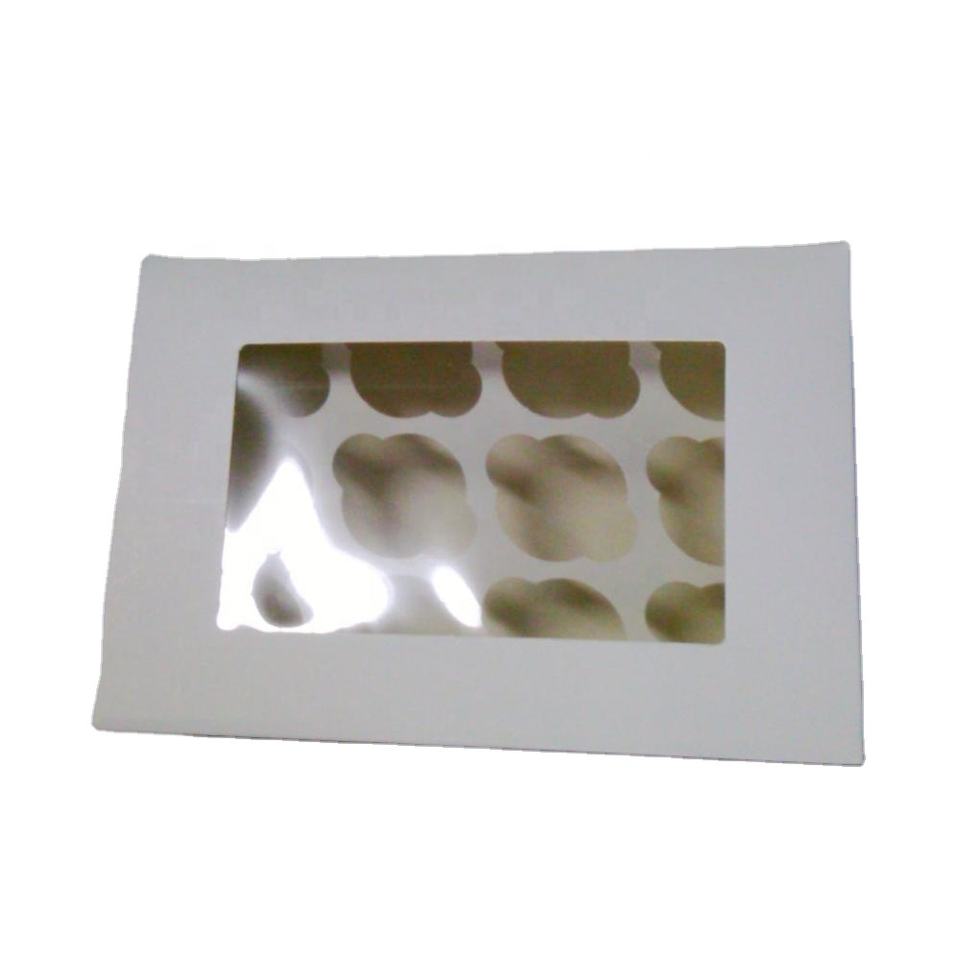 Wholesale Custom White Paper Cupcake Carrier Box – Eco-Friendly 12-Hole Cake Box