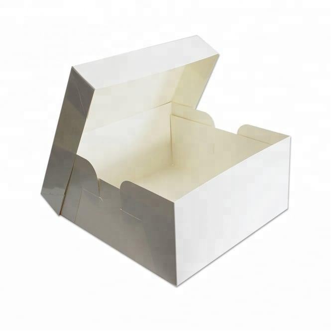Plain White Folding Cake Box 10x10x5in, Pack of 100, Eco-Friendly Food Grade