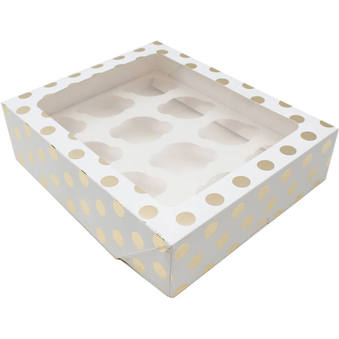 Wholesale Custom White Paper Cupcake Carrier Box – Eco-Friendly 12-Hole Cake Box