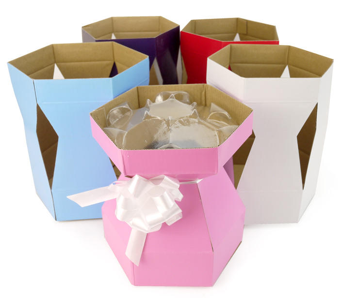Flat-Packed Cupcake Bouquet Box with Clear Insert for 7 Cupcakes