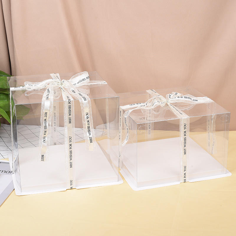 Clear 3-Tier Cake Box with Lid | Ivory Board Dessert Box for Wedding & Birthday