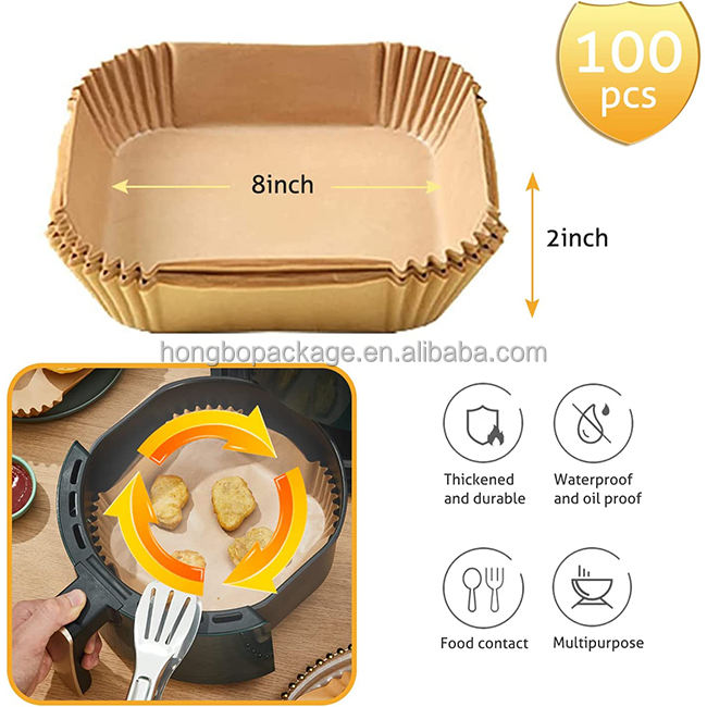 Eco-Friendly Air Fryer Disposable Paper Liners - Oil-Proof, Waterproof, Non-Stick Baking Parchment