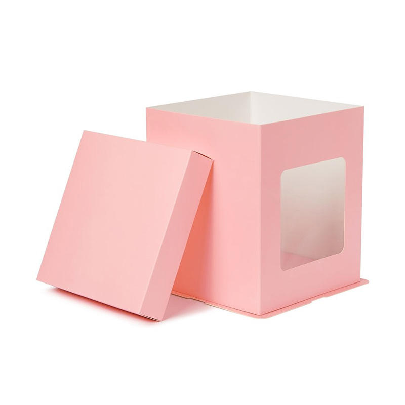 Custom Large Tall Cake Boxes with Clear Window – Eco-Friendly Coated Paper for Weddings & Birthdays