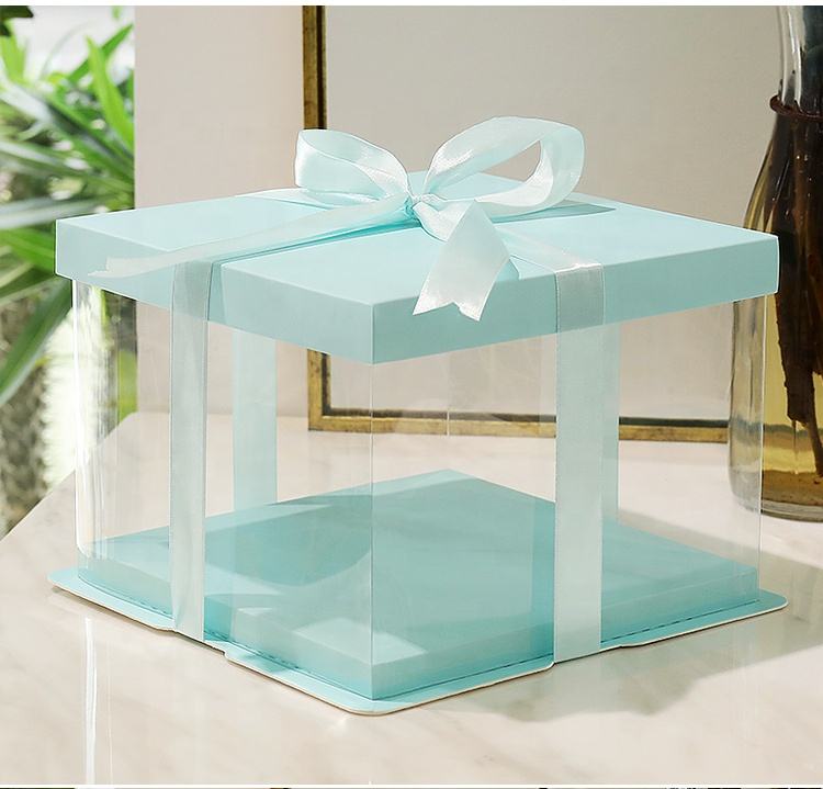 Eco-Friendly Square Cake Box with Transparent Window - Ivory Board