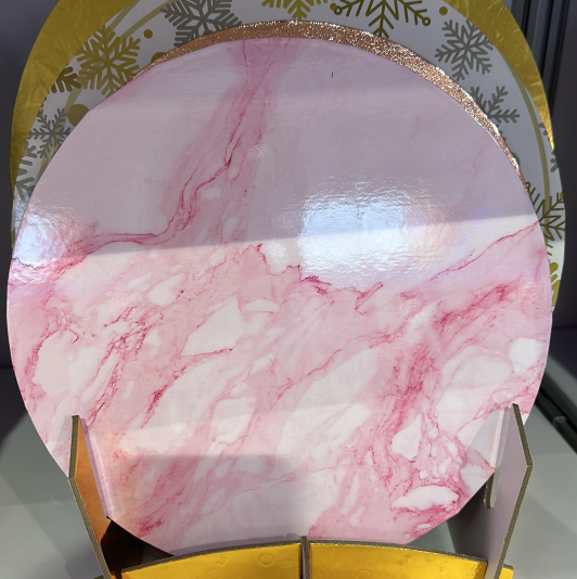 Bulk Round Pink Marble MDF Cake Boards 12