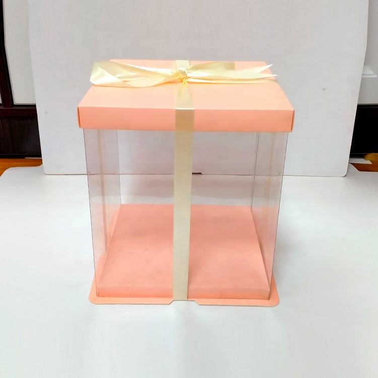 Wholesale Clear Cake Boxes – Eco-Friendly Ivory Board & PET Film Bakery Packaging