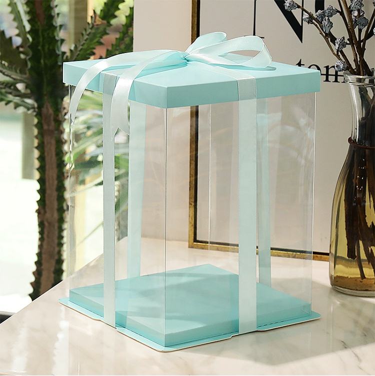 Eco-Friendly Square Cake Box with Transparent Window - Ivory Board