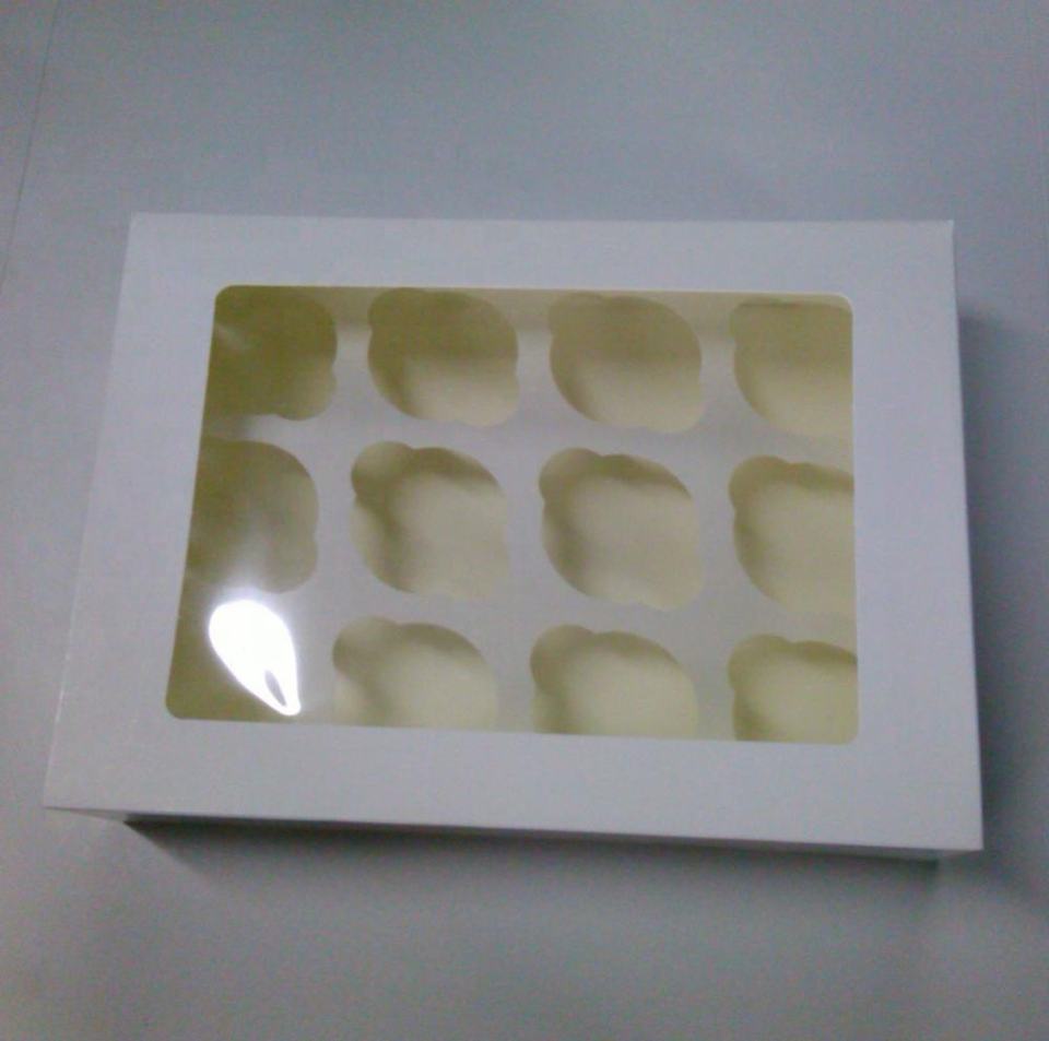 Wholesale Custom White Paper Cupcake Carrier Box – Eco-Friendly 12-Hole Cake Box
