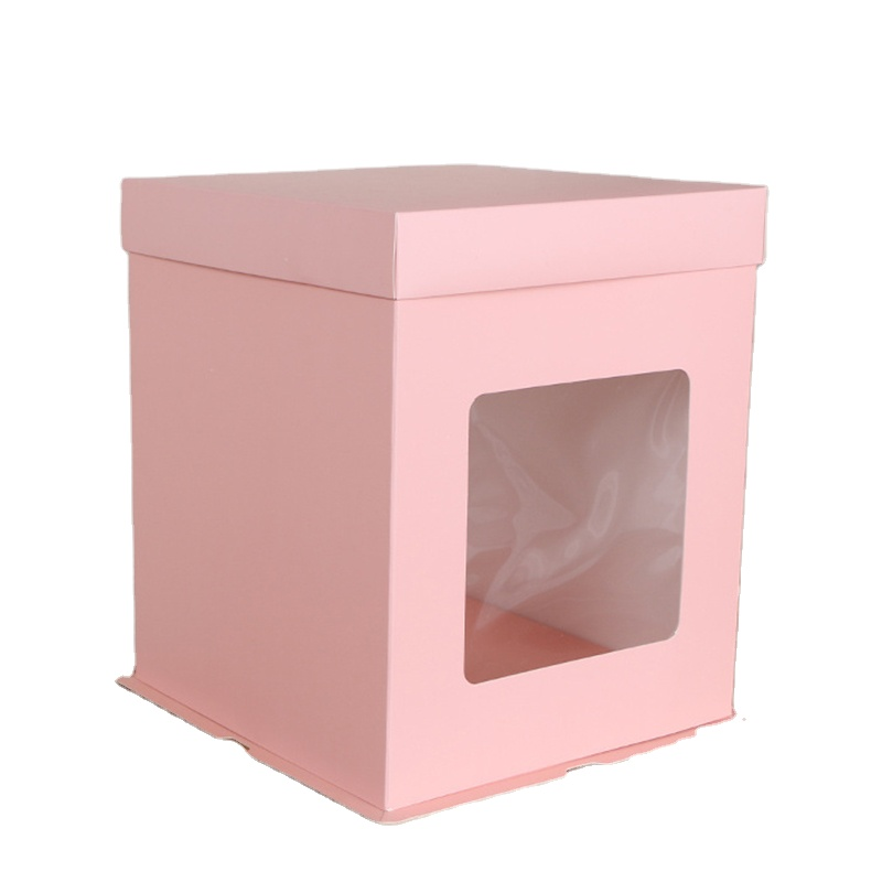 Custom Large Tall Cake Boxes with Clear Window – Eco-Friendly Coated Paper for Weddings & Birthdays