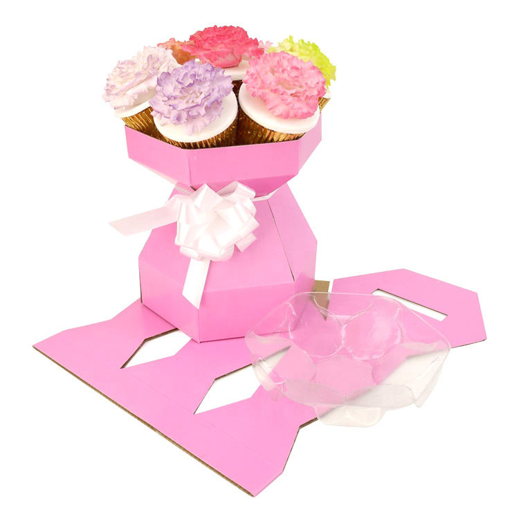 Wholesale Custom Cardboard Cupcake Bouquet Box with Invisible Tray - Eco-Friendly Gift Packaging
