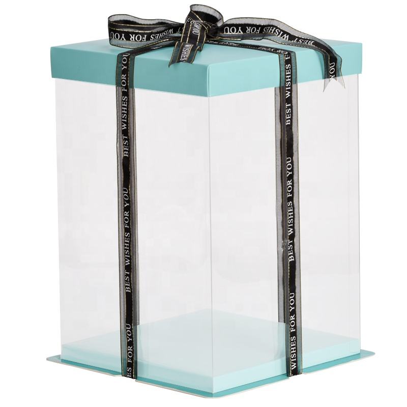 Eco-Friendly Square Cake Box with Transparent Window - Ivory Board