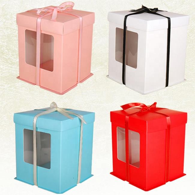 Eco-Friendly Tall Large Cake Box with Window Bulk Bakery Packaging