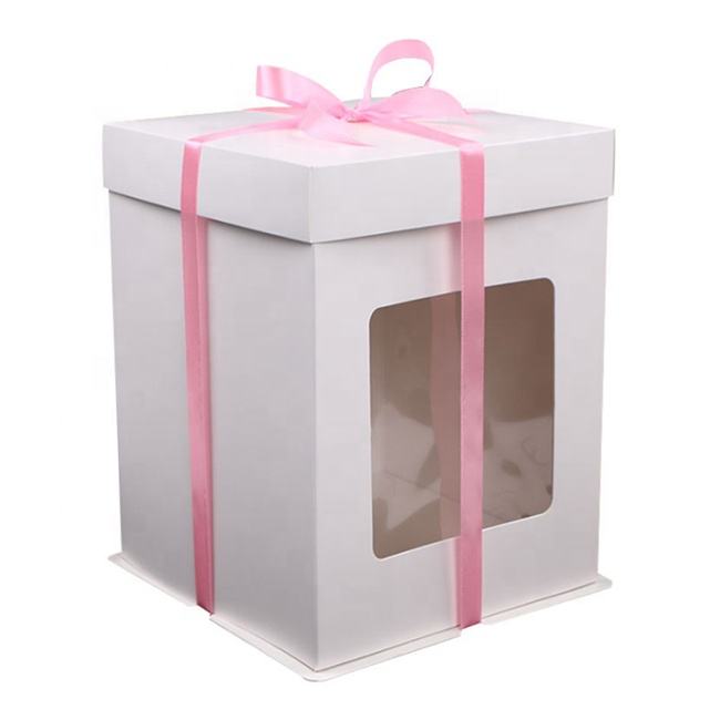 Eco-Friendly Tall Large Cake Box with Window Bulk Bakery Packaging
