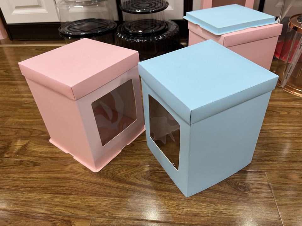 Eco-Friendly Tall Large Cake Box with Window Bulk Bakery Packaging
