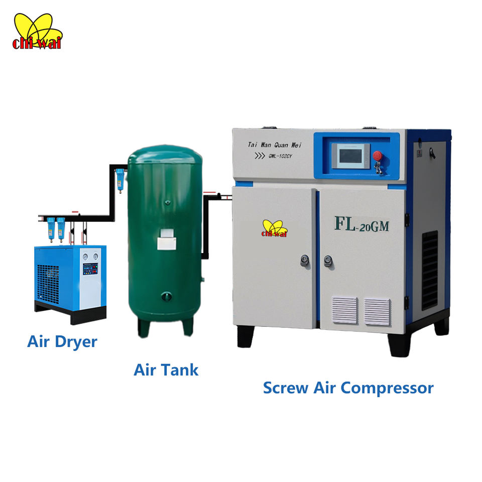 15kW 20HP Variable Frequency Screw Air Compressor 8-10bar Oil-Lubricated