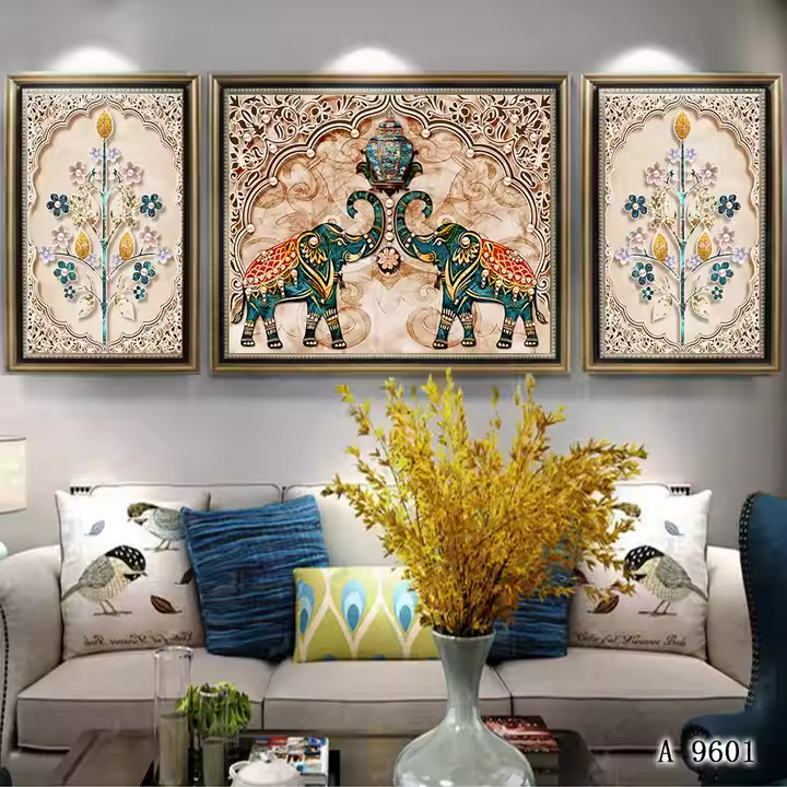 Custom African Woman Canvas Painting | Three-Piece Abstract Stretched Wall Art