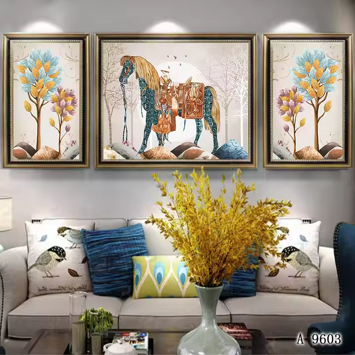 Custom African Woman Canvas Painting | Three-Piece Abstract Stretched Wall Art