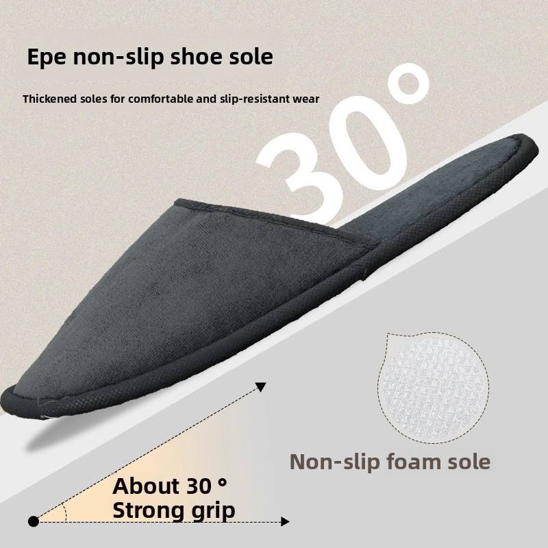 Biodegradable Eco-Friendly Velour Cotton Hotel Slippers with Anti-Slip EPE Sole