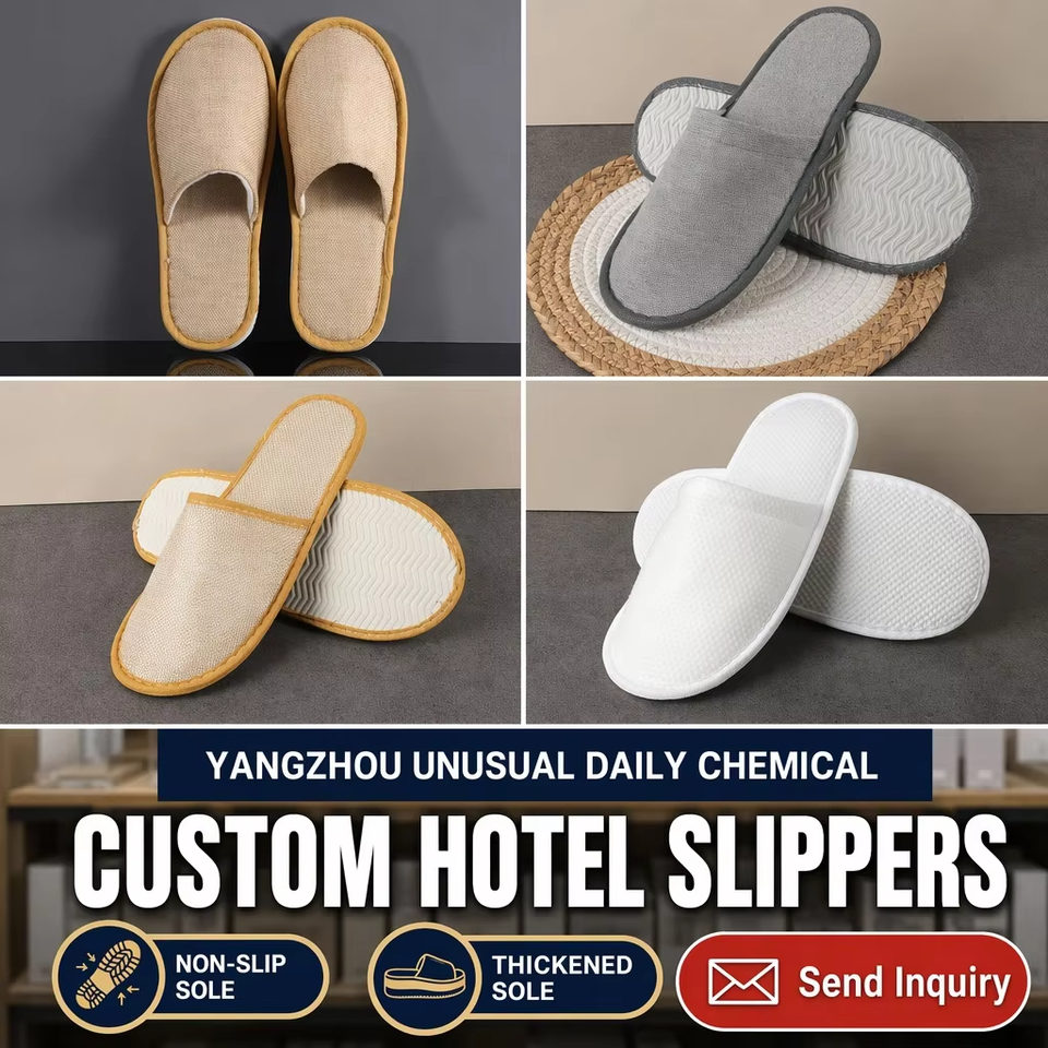 Custom Logo 100% Cotton Spa Slippers for Hotels - Eco-Friendly Disposable Guest Slippers Wholesale