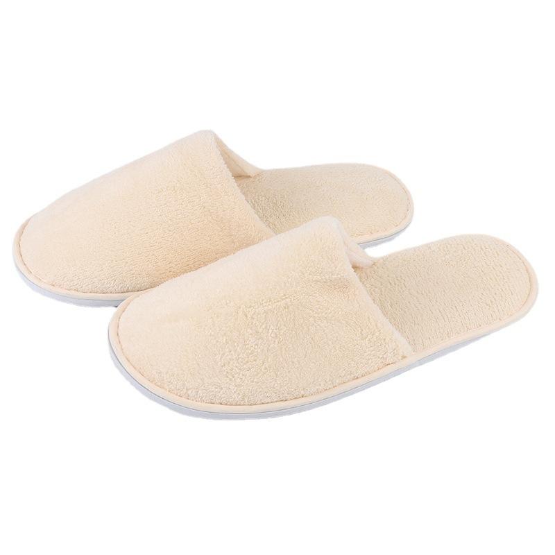 Eco-Friendly Coral Fleece Hotel Slippers - Disposable Velvet Comfort, Recyclable Spa Travel Amenities