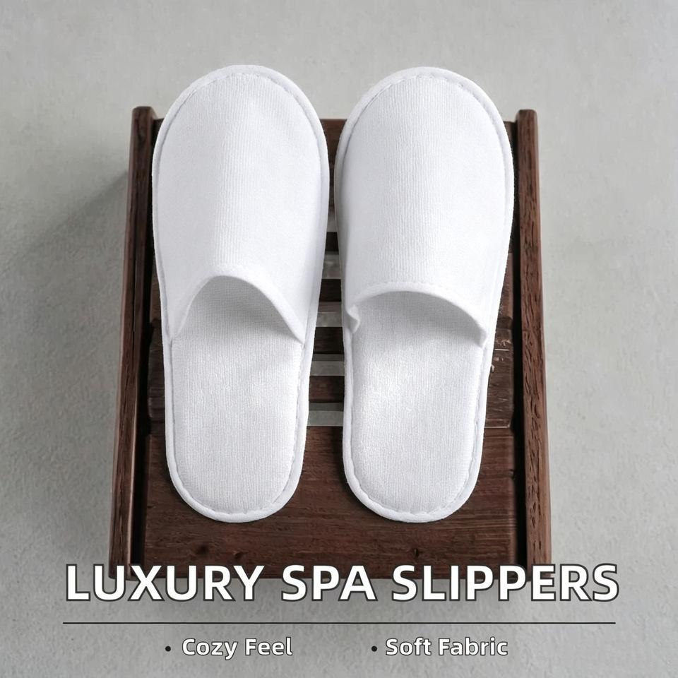 Custom Logo 100% Cotton Spa Slippers for Hotels - Eco-Friendly Disposable Guest Slippers Wholesale