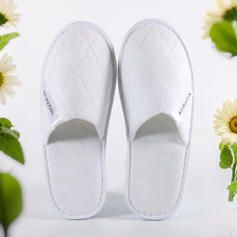 Custom Embroidery Disposable Spa Slippers – Velvet Velour Guest Slippers for Hotels