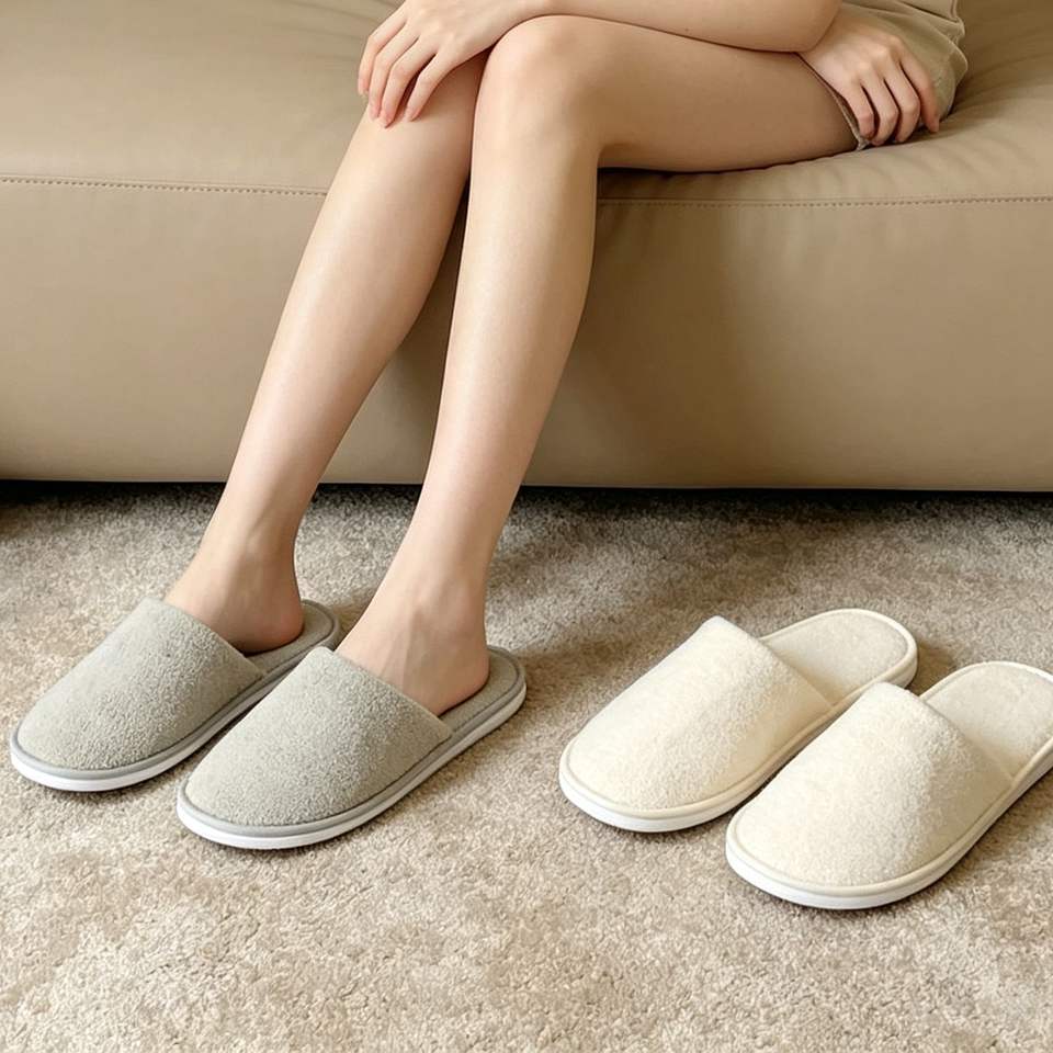 Wholesale Closed-Toe Thickened Washable Disposable Coral Fleece Slippers for Hotel Spa Salon
