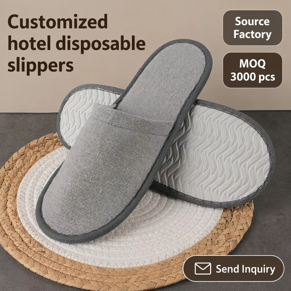 Custom Eco-Friendly Non-Woven Hotel Slippers with Anti-Slip Sole & Thickened Padding