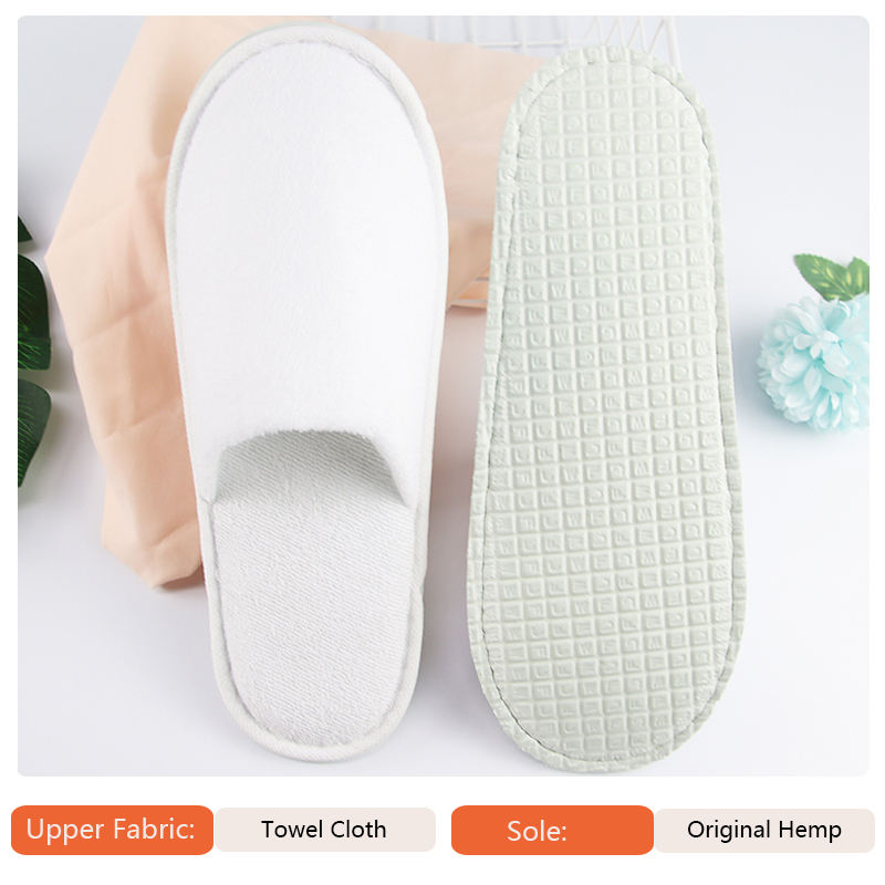 Premium Disposable Hotel Slippers with Towel Fabric & Non-Slip EVA Sole