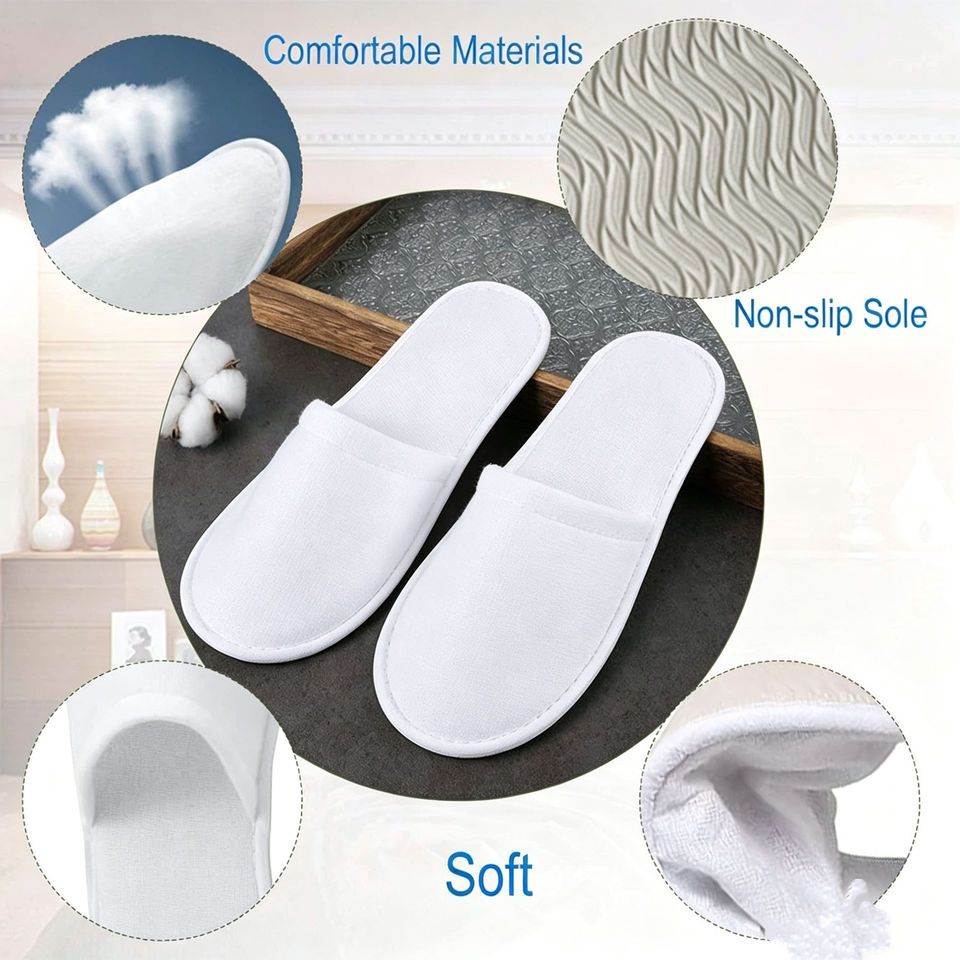 Custom Logo 100% Cotton Spa Slippers for Hotels - Eco-Friendly Disposable Guest Slippers Wholesale