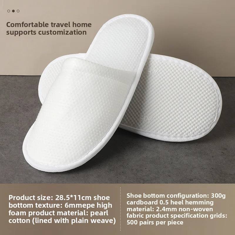 Custom Eco-Friendly Non-Woven Hotel Slippers with Anti-Slip Sole & Thickened Padding