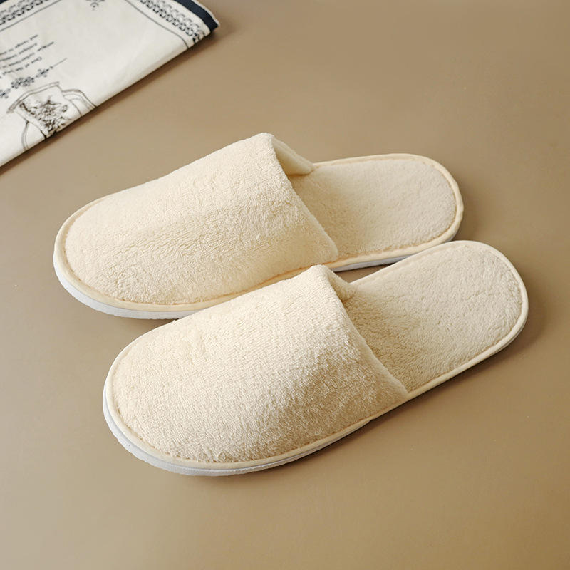 Wholesale Closed-Toe Thickened Washable Disposable Coral Fleece Slippers for Hotel Spa Salon