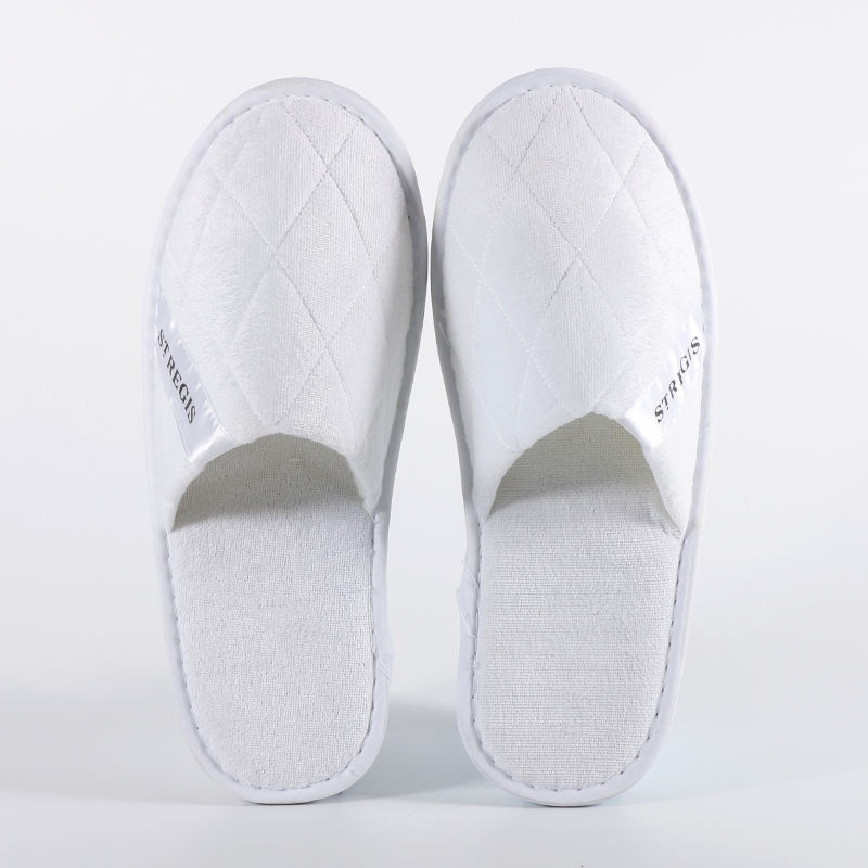 Custom Embroidery Disposable Spa Slippers – Velvet Velour Guest Slippers for Hotels